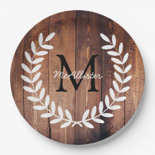 Prato De Papel Rústica White Country Laurels Barn Wood