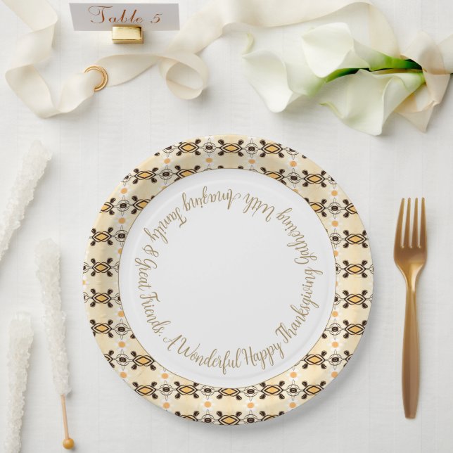 Prato De Papel Rusty Brown com Padrão (Casamento)