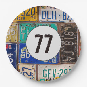 Prato De Papel Rusty License Plates 77º aniversário
