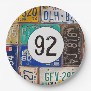 Prato De Papel Rusty License Plates 92º Aniversário