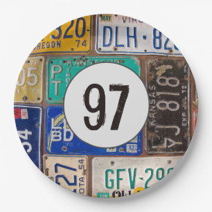Prato De Papel Rusty License Plates 97º aniversário