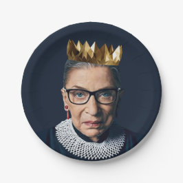 Prato De Papel Ruth Bader Ginsburg com Dourada Coroa