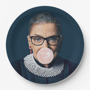 Prato De Papel Ruth Bader Ginsburg soprando a pastilha elástica r