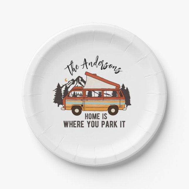 Prato De Papel RV Camping Tent Trailer Home é onde você o estacio (Frente)