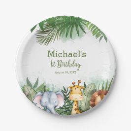 Prato De Papel Safari Animais Selvagem Festa Personalizada de Ani