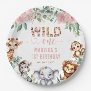 Prato De Papel Safari Animal Selvagem Um primeiro aniversario Esc