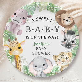 Prato De Papel Safari Animals Baby Shower Gender Neutral Jungle