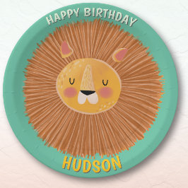 Prato De Papel Safari animals birthday lion kid custom