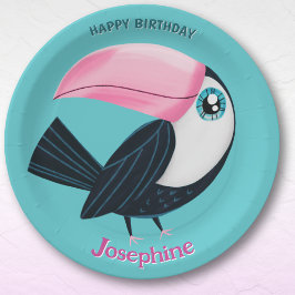 Prato De Papel Safari animals birthday toucan girl