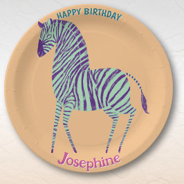 Prato De Papel Safari animals birthday zebra girl