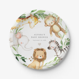 Prato De Papel Safari Jungle Animals Baby Shower Paper Plates