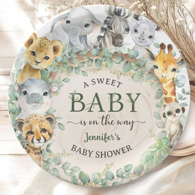 Prato De Papel Safari Jungle Animals Baby Shower Tropical   (Criador carregado)