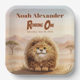 Prato De Papel Safari Roaring One Fluffy Leopard Birthday Party