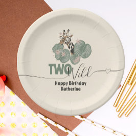 Prato De Papel Safari Too Wild Giraffe Animal Birthday