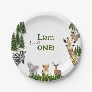 Prato De Papel Safari Wild One Festa de aniversário Paper Plates