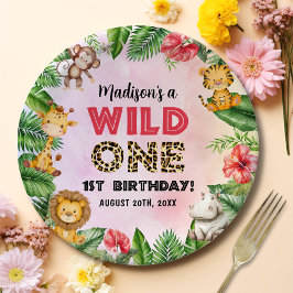 Prato De Papel Safari Wild One primeiro aniversario