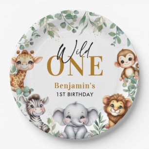 Prato De Papel Safari Wild One primeiro aniversario De Animais