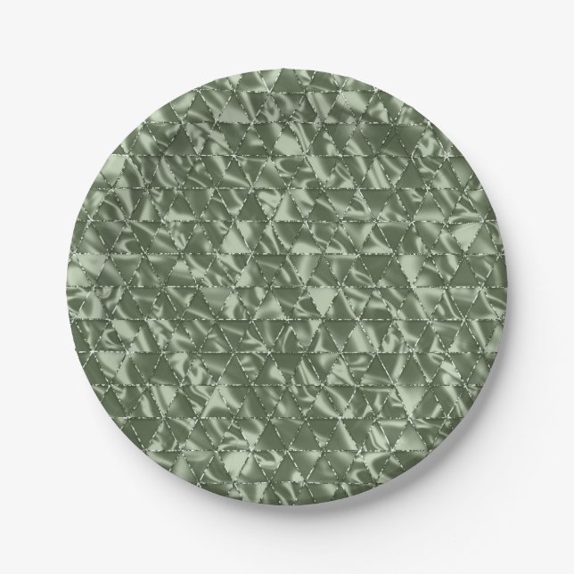 Prato De Papel Sage Green Elegant Ruffled Satin (Frente)