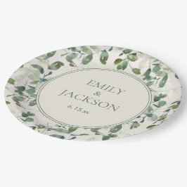 Prato De Papel Sage Green Eucalyptus deixa creme casado