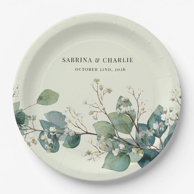 Prato De Papel Sage Green Eucalyptus Elegant Boho (Frente)