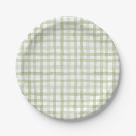 Prato De Papel Sage Green Gingham