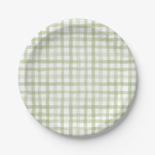 Prato De Papel Sage Green Gingham