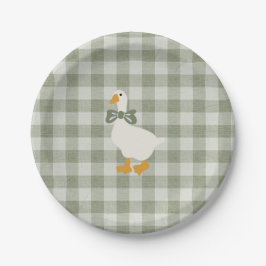 Prato De Papel Sage Green Gingham Buffalo Check Baby Shower Linen