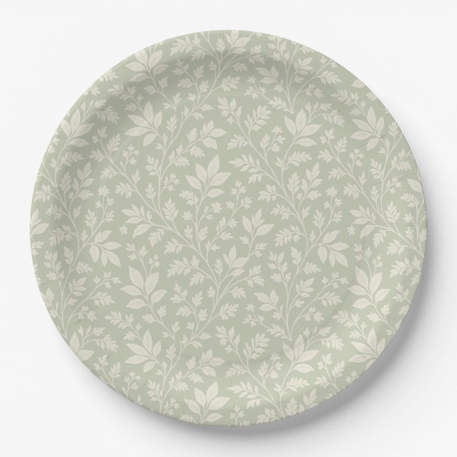 Prato De Papel Sage Green Paper Plates (Frente)