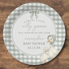 Prato De Papel Sage Green Silly Goose Storybook Baby Shower