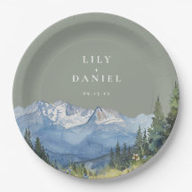 Sage Green Watercolor Mountain
