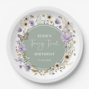 Prato De Papel Sage Purple Fairy Fairy Birthday Tea Party