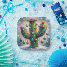 Saguaro Cactus Whimsical Snowflakes de Natal