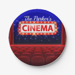 Prato De Papel Sala Personalizada da Família Cinema em Cinema