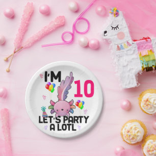 Prato De Papel Salamandra Anfíbia do Partido do Vamos Axolotl