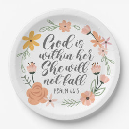 Prato De Papel Salmo 46:5 Deus está dentro dela. Ela não vai cair
