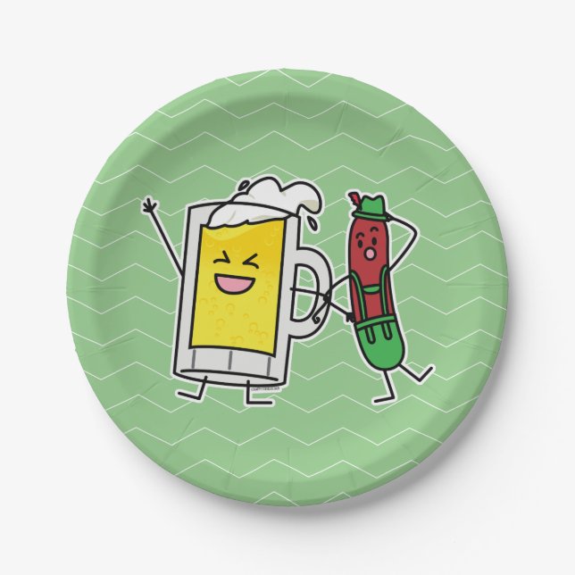 Prato De Papel Salsicha de cerveja Octoberfest Oktoberfest (Frente)