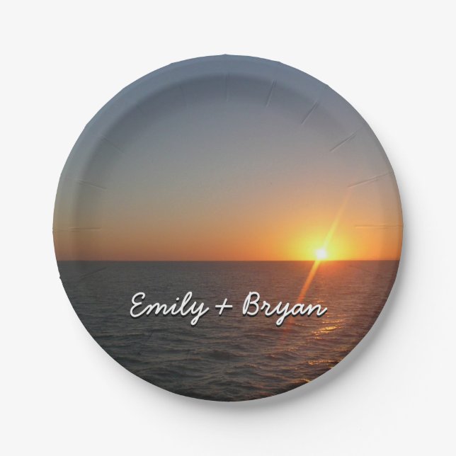 Prato De Papel Salto do Sol no Mar III Horizonte Oceano (Frente)