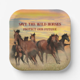 Prato De Papel Salvar os cavalos selvagens