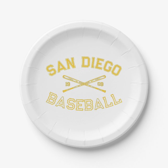 Prato De Papel San Diego California Baseball Fan Retro Vi (Frente)
