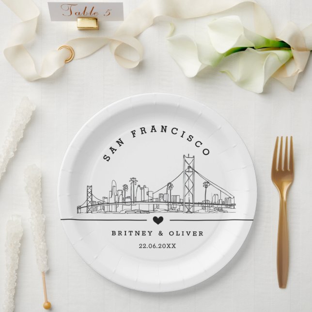 Prato De Papel San Franciso Skyline – Custom Wedding favor (Casamento)
