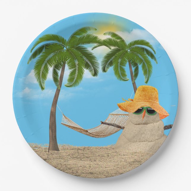Prato De Papel Sandman Tropical Com Placa De Papel Hammock (Frente)