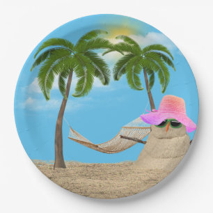 Prato De Papel Sandman Tropical Com Placa De Papel Hammock