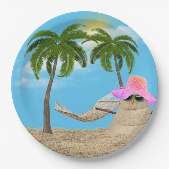 Prato De Papel Sandman Tropical Com Placa De Papel Hammock (Frente)