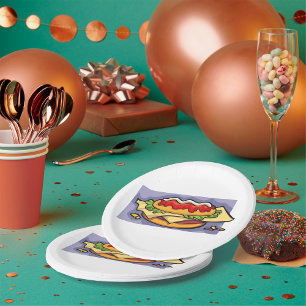 Prato De Papel Sanduíche com Alface Queijo e Molho