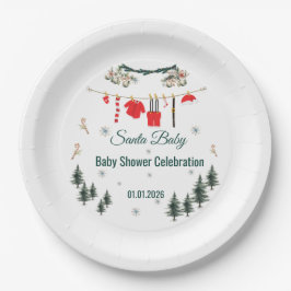 Prato De Papel Santa Baby Christmas Theme Baby Shower