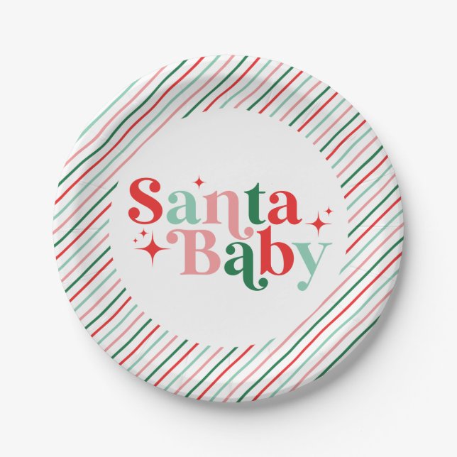 Prato De Papel Santa Baby churrasco de bebê (Frente)