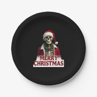 Prato De Papel Santa Claus Skeleton Outfit Skull Funny Christmas
