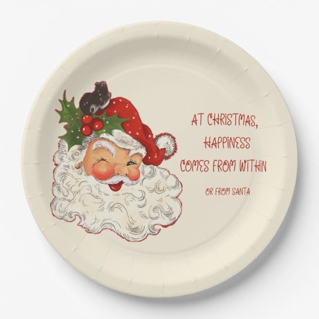 Prato De Papel Santa is Happiness Vintage Design (Frente)