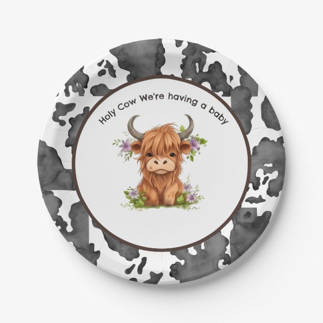 Prato De Papel Santa vaca, estamos tendo um bebê (Frente)