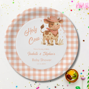Prato De Papel Santa Vaca, estamos tendo uma Xadrez de pêssego
